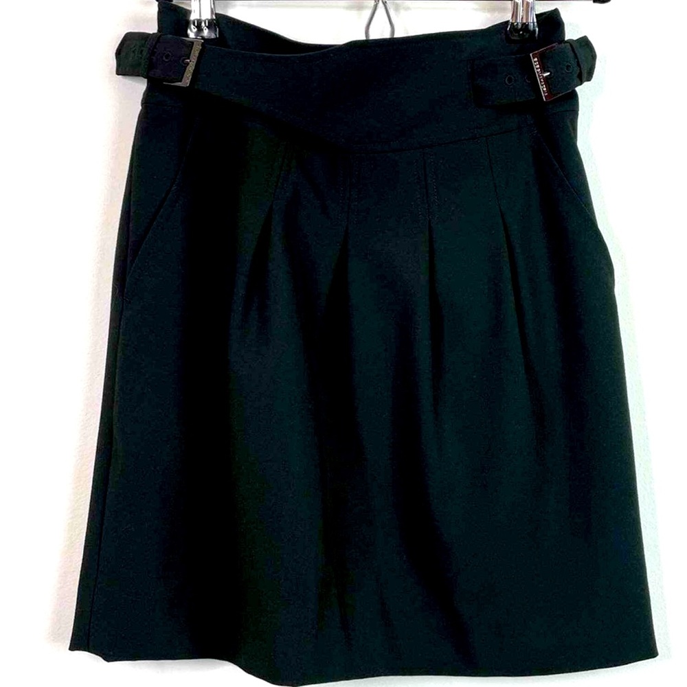 BCBG MaxAzria Black Double Buckle pleated skirt